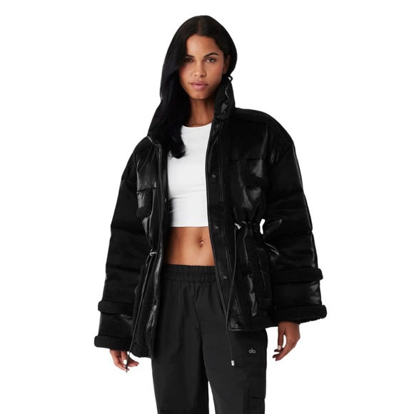 ALO Ice Breaker Puffer Jacket - Black- - Picture 2 of 12